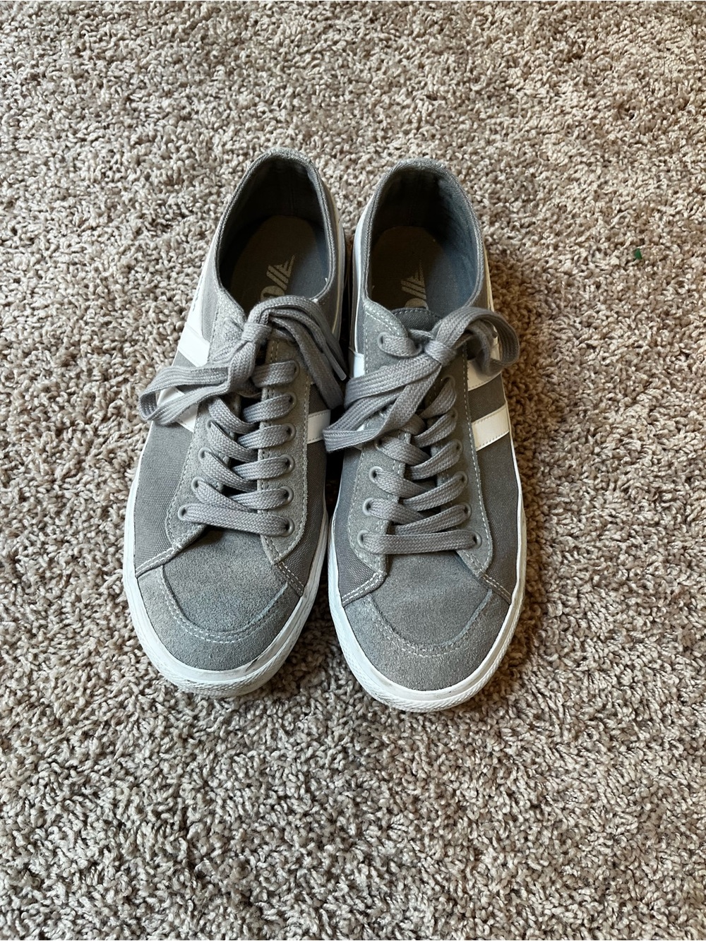 Gola Quota II Light Gray/White Suede and Canvas Sneakers